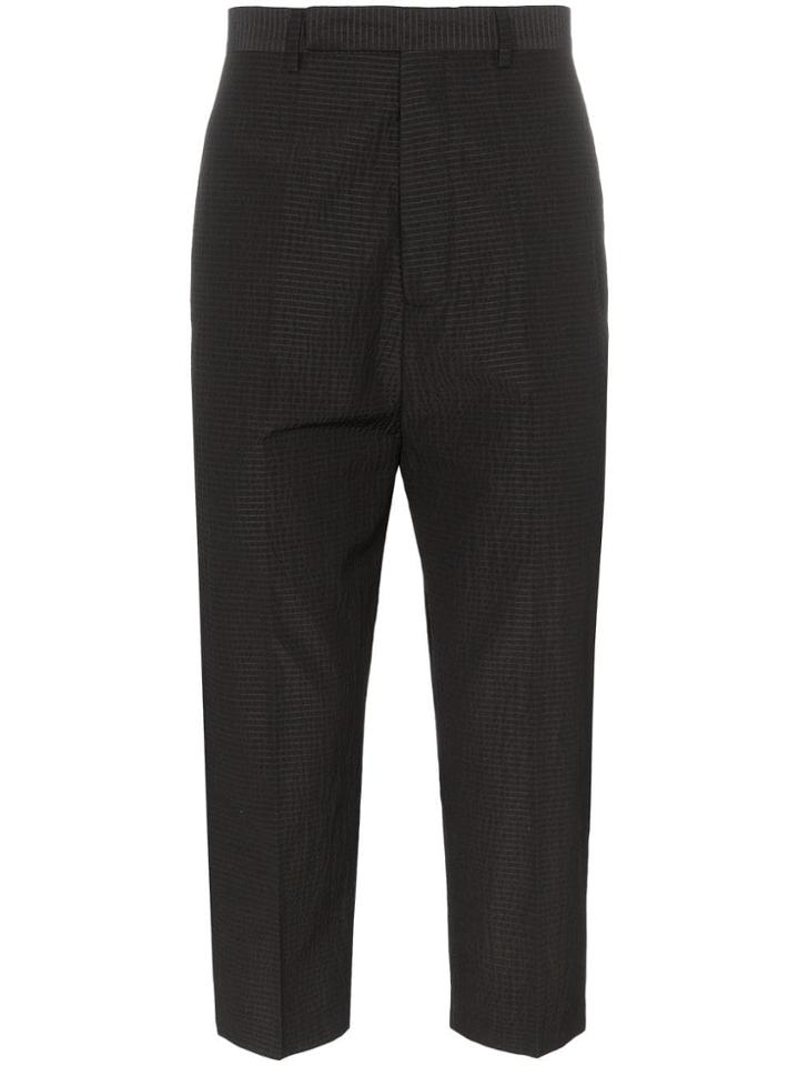 Rick Owens Cropped Stripe Wool Blend Trousers - Black