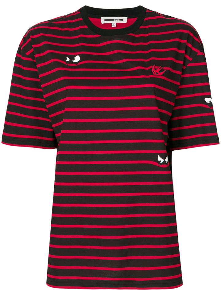 Mcq Alexander Mcqueen Striped Swallow Patch T-shirt - Red