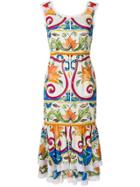 Dolce & Gabbana Majolica Print Midi Dress - Multicolour