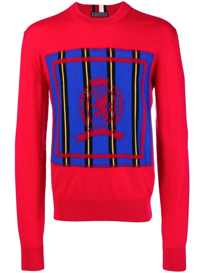 Tommy Hilfiger Logo Colour-block Sweater - Red