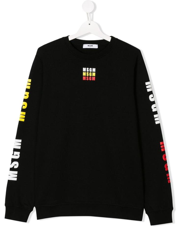 Msgm Kids Teen Triple Logo Print Sweatshirt - Black