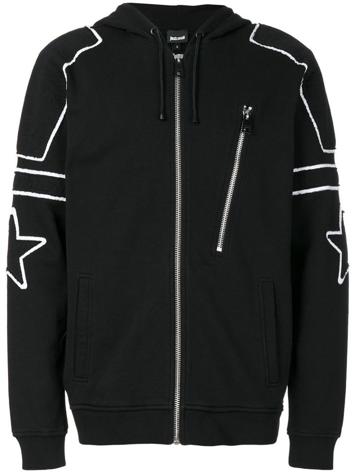 Just Cavalli - Contrast Trim Zip Hoodie - Men - Cotton - Xl, Black, Cotton
