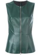 Cédric Charlier Raw Edge Zipped Top, Women's, Size: 44, Green, Polyester/polyurethane/rayon