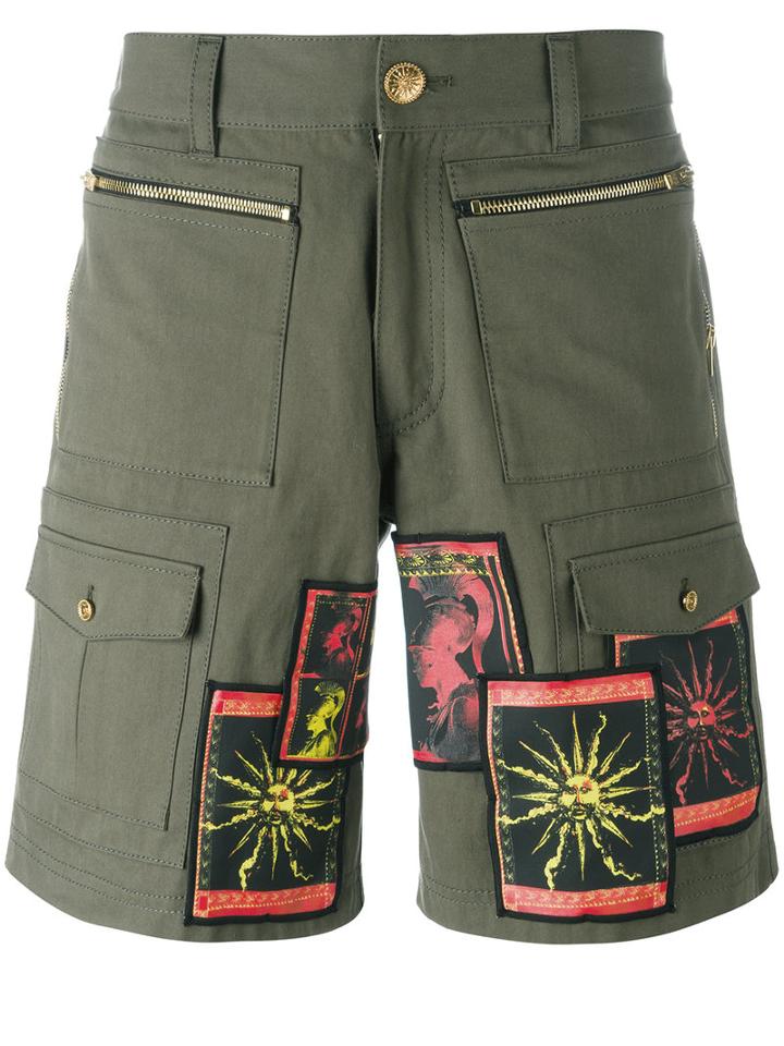 Fausto Puglisi Sun Patch Cargo Shorts, Men's, Size: 50, Green, Cotton/acetate/silk/spandex/elastane
