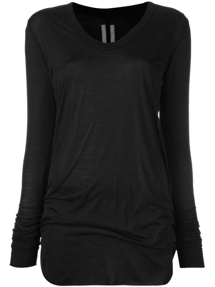 Rick Owens V-neck T-shirt, Women's, Size: 38, Black, Silk