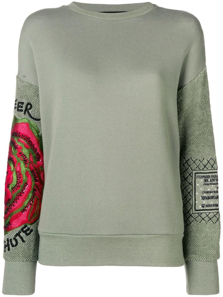 Mr & Mrs Italy Embroidered Sleeve Sweatshirt - Green
