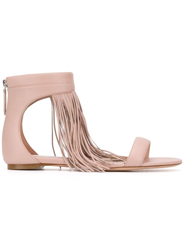 Alexander Mcqueen Fringed Flat Sandals - Pink