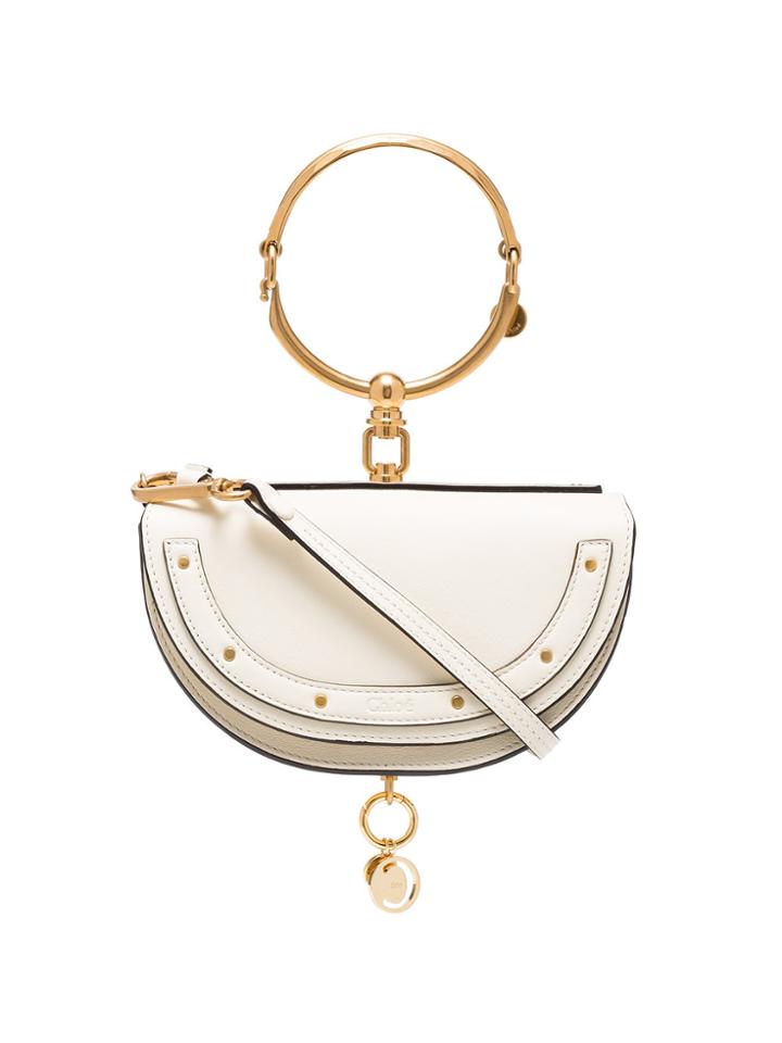 Chloé White Nile Minaudiere Leather Bracelet Bag