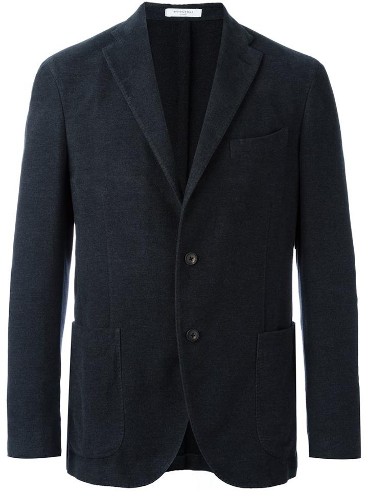 Boglioli Two Button Blazer, Men's, Size: 50, Grey, Cotton/acetate/cupro