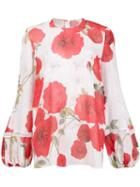 Giambattista Valli Floral Print Blouse, Women's, Size: 38, White, Silk