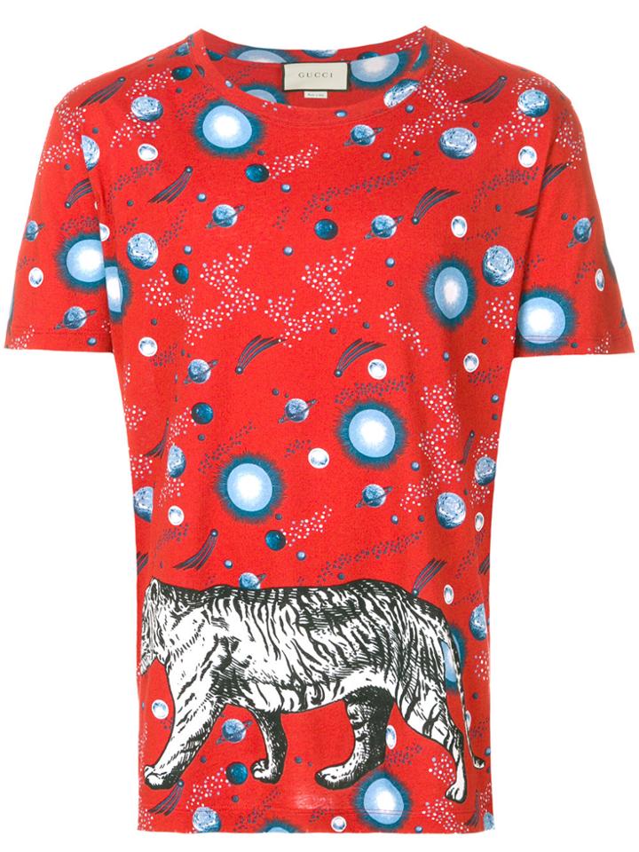 Gucci Tiger Print T-shirt - Red