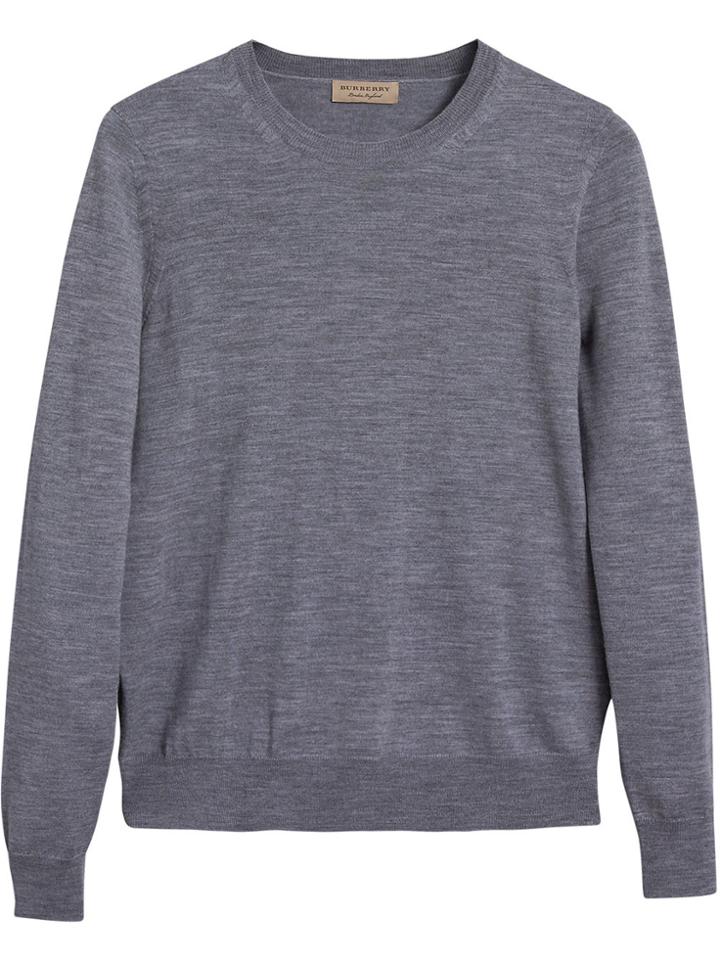 Burberry Check Detail Sweater - Grey