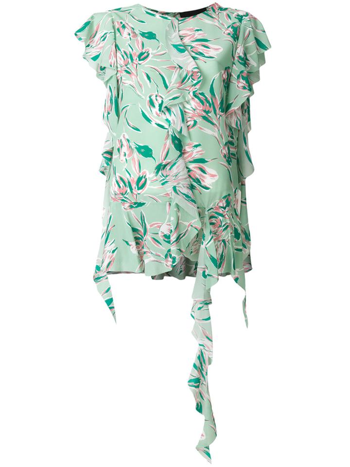 Erika Cavallini Draped Floral Blouse - Green