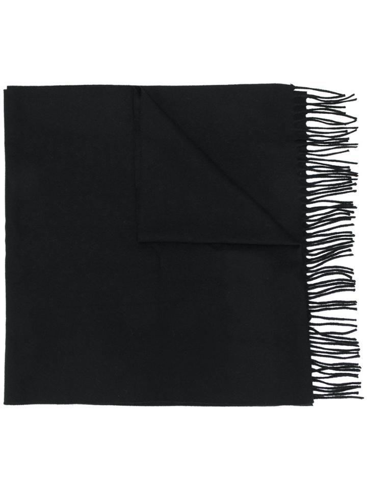 Fendi Pom Pom Trim Scarf - Black