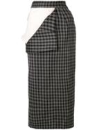 Seen Check Print Foldover Skirt - Grey