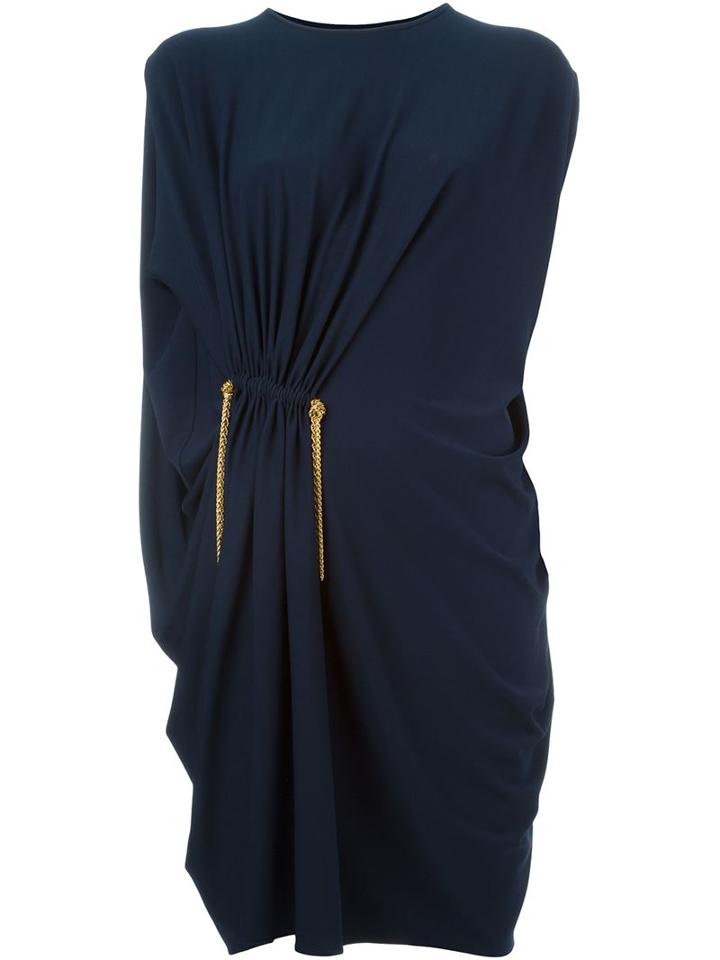 Lanvin Draped Dress, Women's, Size: 38, Blue, Viscose/spandex/elastane/brass