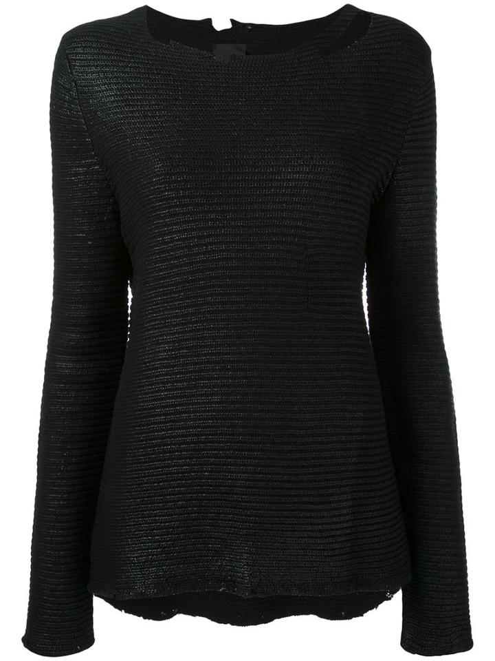 Rta - Distressed Knit Top - Women - Cotton - S, Black, Cotton