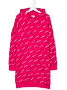 Dkny Kids Teen Logo Print Hooded Dress - Red