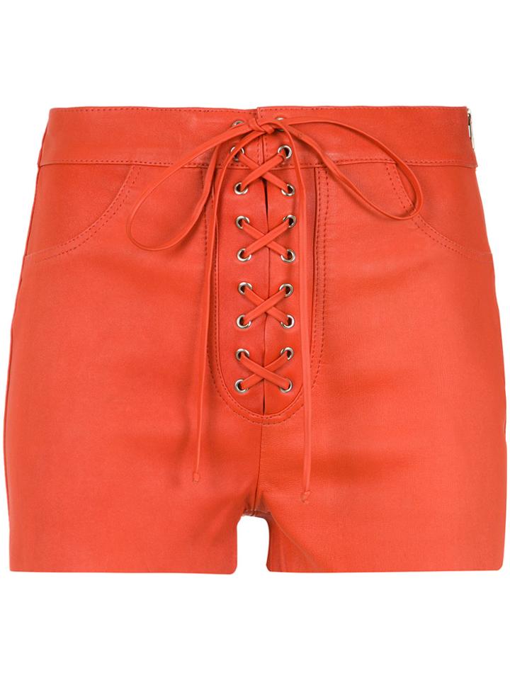 Nk Leather Shorts - Red
