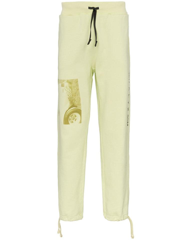 1017 Alyx 9sm Printed Image Contrast Drawstring Sweatpants - Yellow