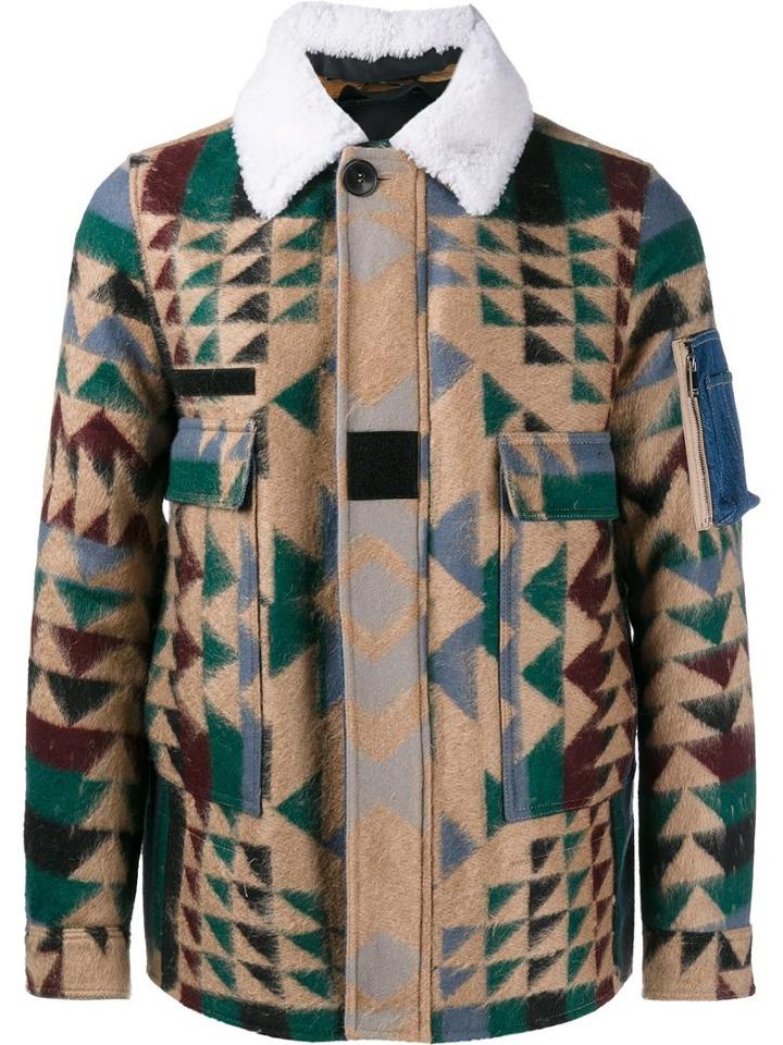 Valentino Navajo Print Jacket, Men's, Size: 50, Virgin Wool/mohair/polyamide/sheep Skin/shearling