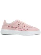 Hogan Flower Embroidered Sneakers - Pink & Purple