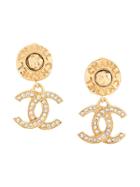 Chanel Pre-owned Rhinestone Cc Swinging Earrings - Gold