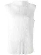 Pleats Please By Issey Miyake - Pleated High-neck Blouse - Women - Polyester - 4, White, Polyester