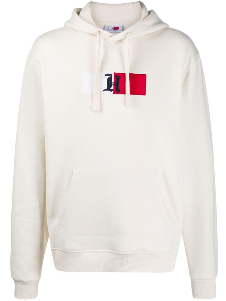 Tommy Hilfiger Embroidered Logo Flag Hoodie - Neutrals