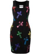 Moschino Cross Patch Dress, Women's, Size: 40, Black, Polyester/spandex/elastane/rayon/triacetate