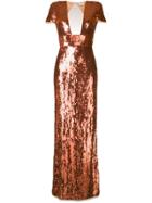 Elisabetta Franchi Sequin Embroidered Evening Dress - Orange