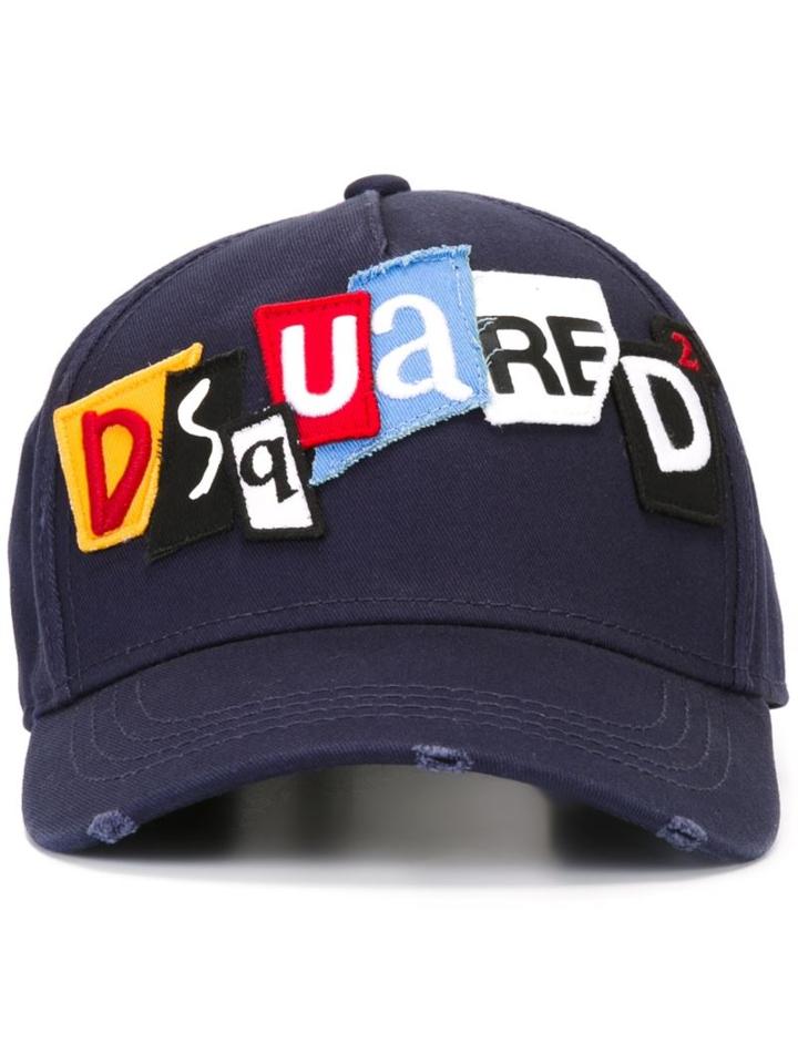 Dsquared2 Punk Patch Baseball Cap, Men's, Blue, Cotton