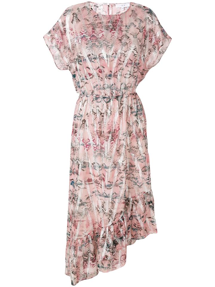 Iro Floral Asymmetric Hem Dress - Pink & Purple