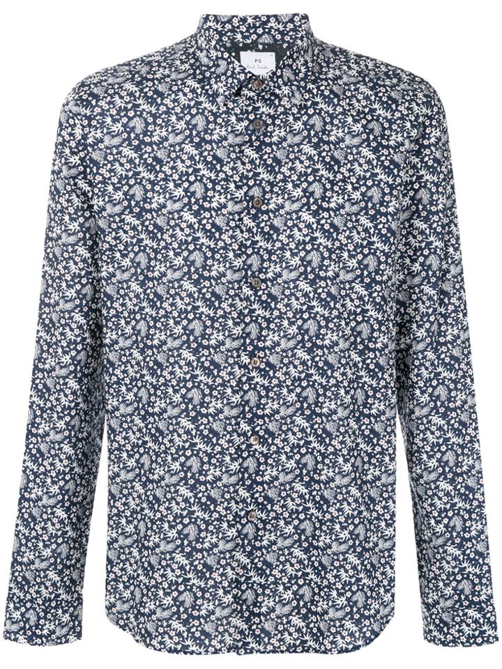 Ps By Paul Smith Floral Foliage Print Shirt - Blue