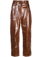 Petar Petrov Cropped Leather Trousers - Brown