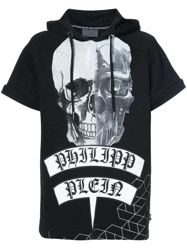 Philipp Plein - Printed Short Sleeved Hoodie - Men - Cotton/polyester - M, Black, Cotton/polyester