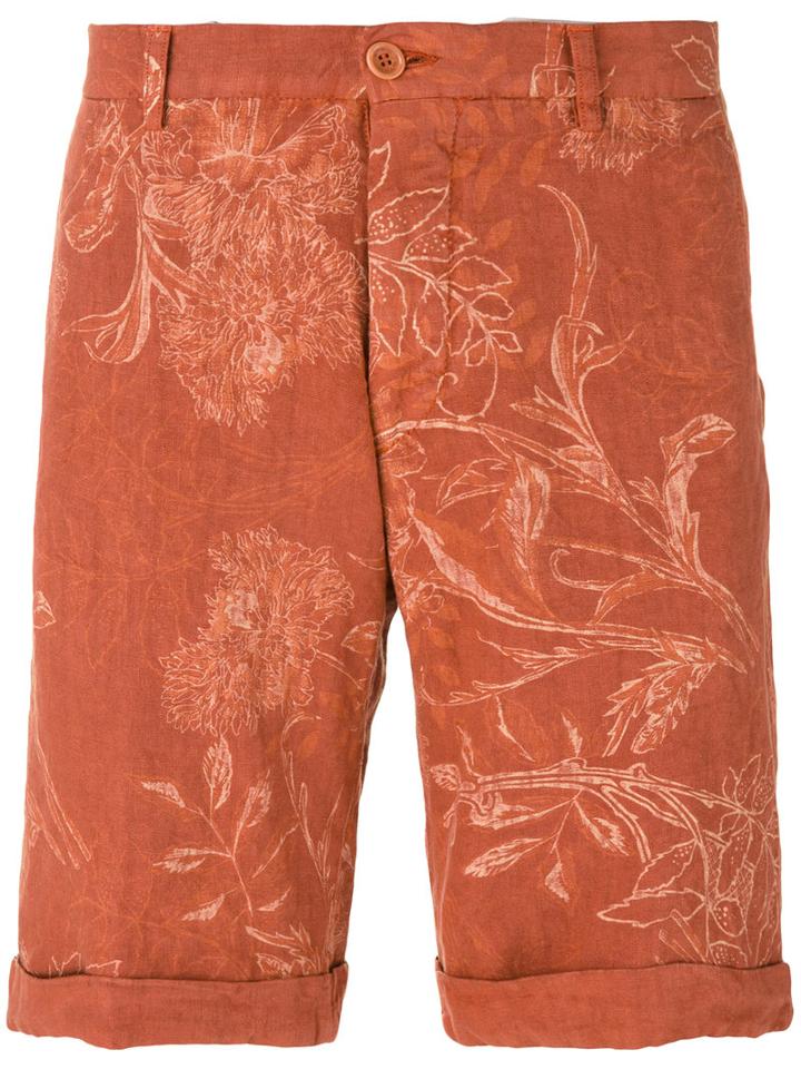 Etro - Floral Print Chino Shorts - Men - Linen/flax - 46, Yellow/orange, Linen/flax
