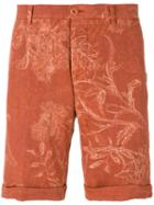 Etro - Floral Print Chino Shorts - Men - Linen/flax - 46, Yellow/orange, Linen/flax