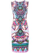 Roberto Cavalli Geometric Print Bodycon Shift Dress, Women's, Size: 46, Viscose/spandex/elastane