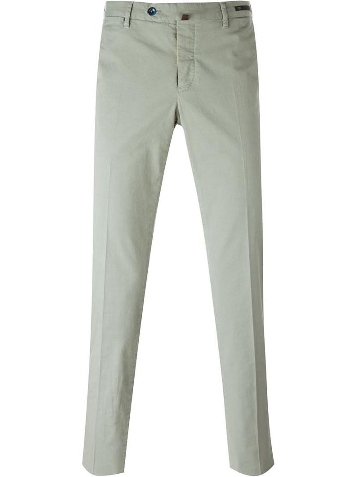 Pt01 Straight Leg Chinos, Men's, Size: 50, Green, Cotton/linen/flax/spandex/elastane