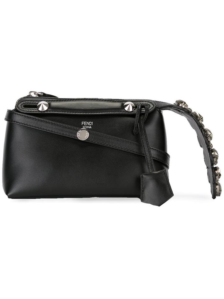 Fendi Embellished Crossbody Bag, Women's, Black, Leather/glass/metal (other)