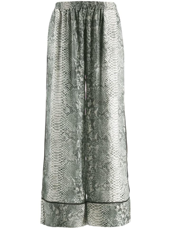 Gold Hawk Snakeskin Print Flared Trousers - Grey