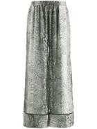 Gold Hawk Snakeskin Print Flared Trousers - Grey