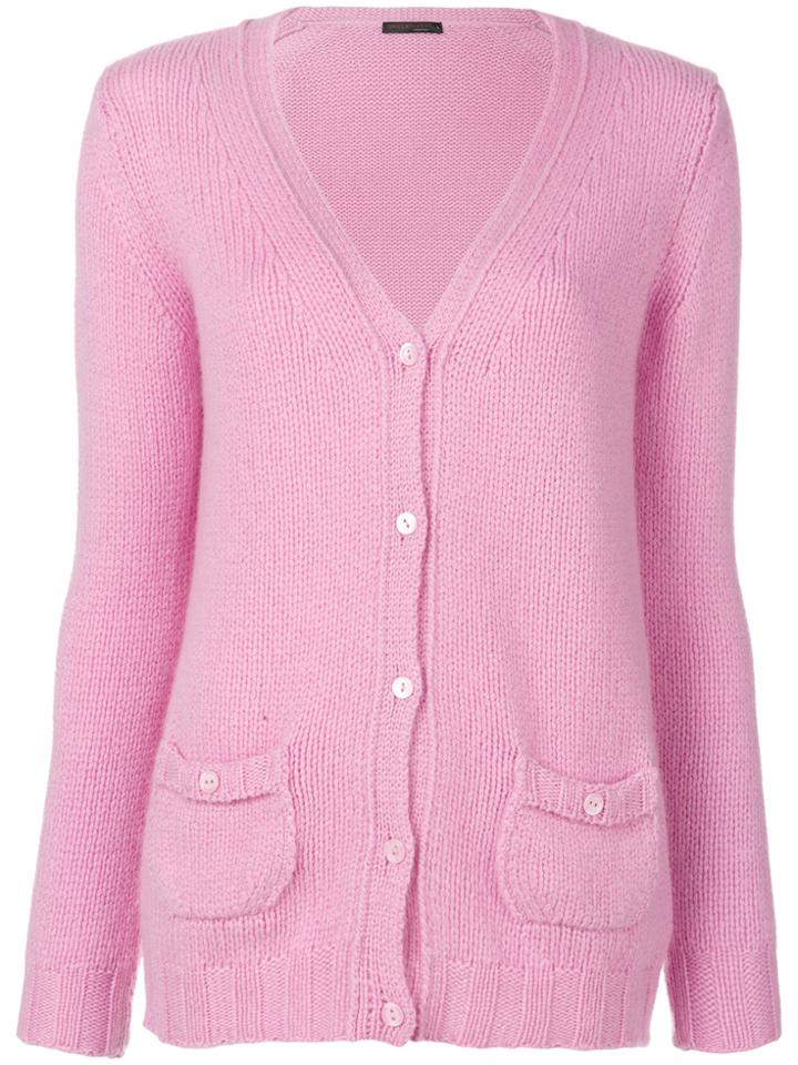 Incentive! Cashmere V-neck Cardigan - Pink & Purple