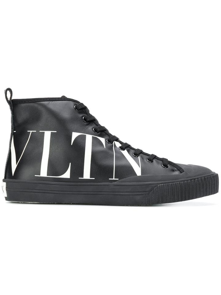 Valentino Side Printed Logo Sneakers - Black
