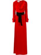 Gucci Pleated Ruffle Gown, Size: Medium, Red, Viscose/spandex/elastane/silk