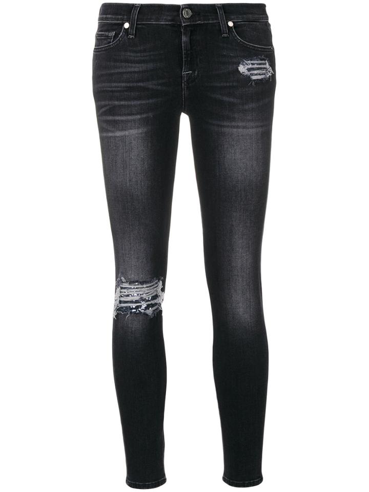 7 For All Mankind Sequined Detail Skinny Jeans - Grey