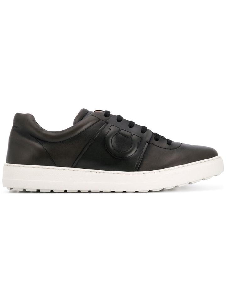 Salvatore Ferragamo Low Top Logo Sneakers - Black