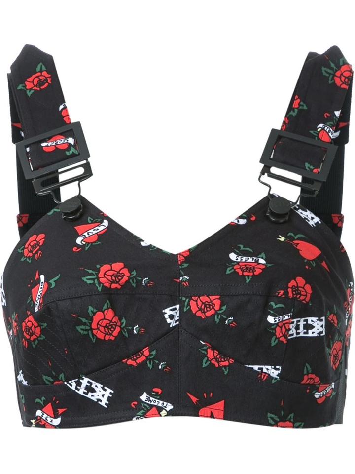 Ktz Tattoo Print Bralet, Women's, Size: Xs, Black, Cotton