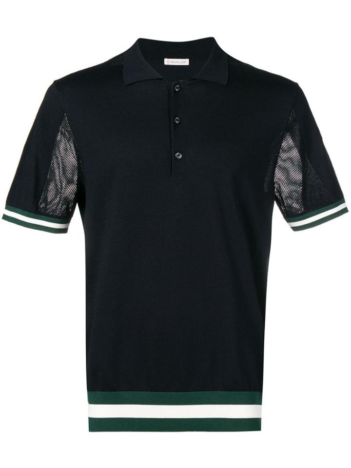 Moncler Stripe Trim Polo Shirt - Blue